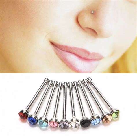 straight bar nose ring|4 star straight nose ring.